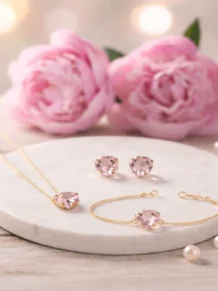 Conjunto Colar, Pulseira Gravatinha Coração Pequeno + Brinco Folheado A Ouro 18k