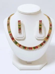 Conjunto Choker e Brinco Riviera Folheado A Ouro 18k