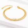 Pulseira Bracelete Luxo Perola Folheado a Ouro 18k - Imagem 3