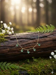 Choker Com Pedra Gota Verde Folheado A Ouro 18k