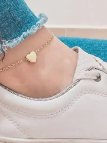 Tornozeleira Coração Folheado A Ouro 18k