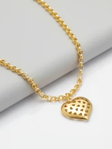 Choker Elo Portugues Coração Detalhado Folheado A Ouro 18k