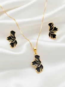 Conjunto Brinco + Colar Borboleta Grande Folheado A Ouro 18k