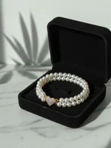 Pulseira Pingente Coração Perolas Folheado A Ouro 18k