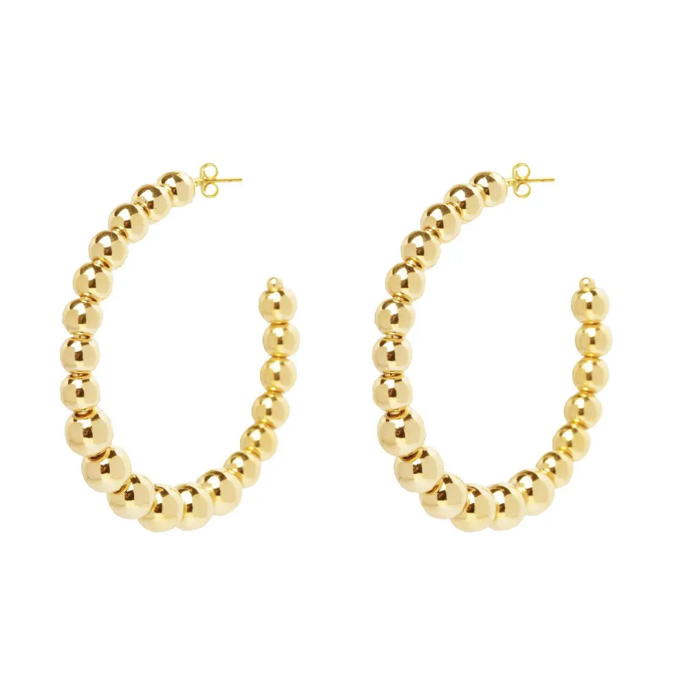 Brinco De Argola Com Bolinhas Folheado A Ouro 18k - Imagem 2
