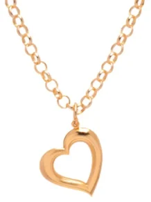 Colar Choker Elo Português e Coração Folheado em Ouro 18k