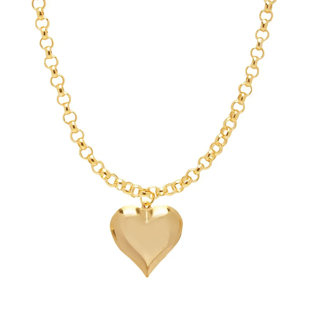 Conjunto Choker e Pulseira Coração Chapa Folheado A Ouro 18k - Imagem 4
