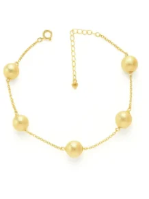 Pulseira 5 Bolas Foscas Folheado a Ouro 18k