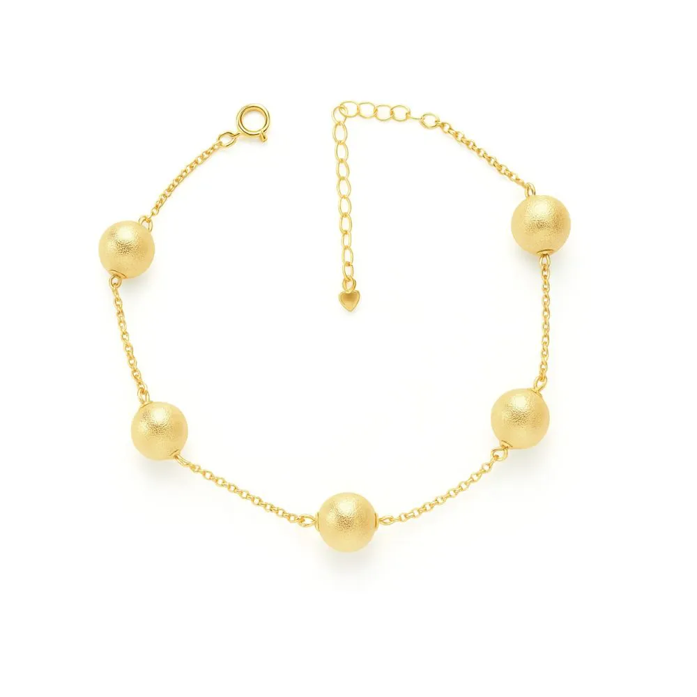 Pulseira 5 Bolas Foscas Folheado a Ouro 18k