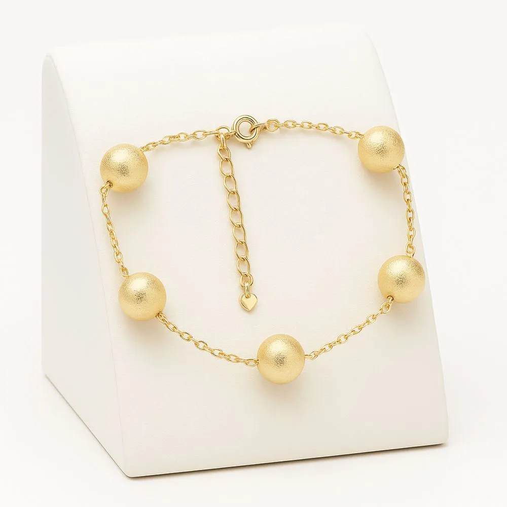 Pulseira 5 Bolas Foscas Folheado a Ouro 18k - Imagem 3