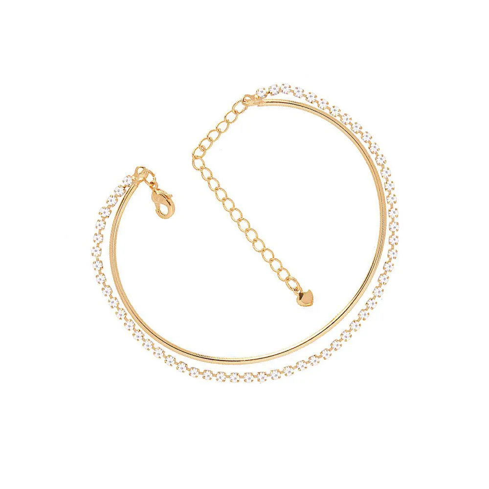 Pulseira Bracelete Com Strass Casamento Folheado A Ouro 18k