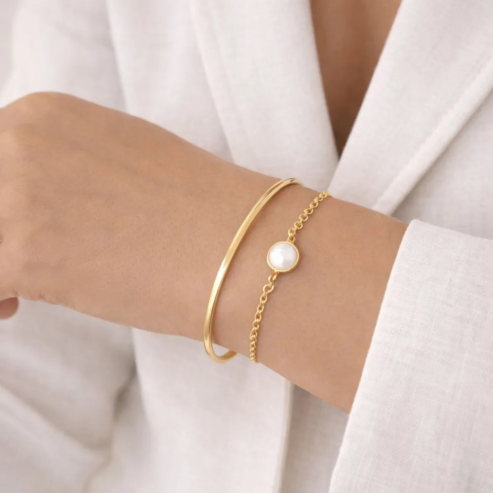 Pulseira Bracelete Luxo Perola Folheado a Ouro 18k - Imagem 2