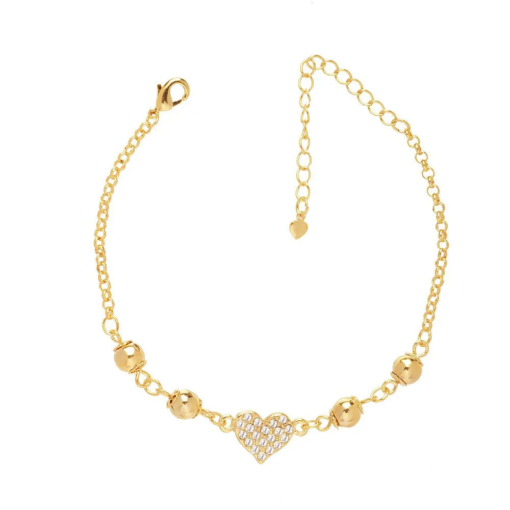 Pulseira Coração Com Strass Lembrança Madrinha Folheado Ouro 18K - Imagem 4