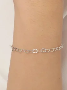 Pulseira Elos de Coração Folheado a Prata 1000