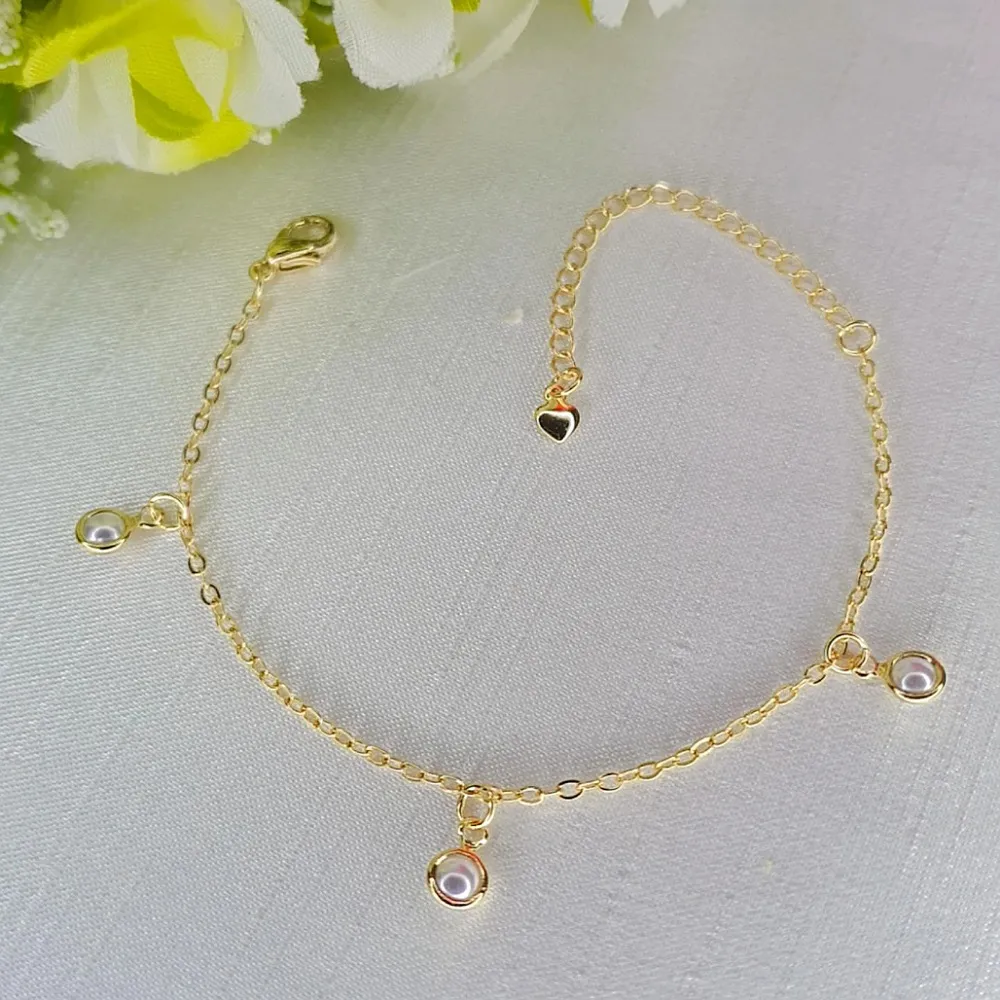 Pulseira Infantil Mini Perola Folheado a Ouro 18k