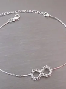 Pulseira Infinito Strass Folheado A Prata 1000