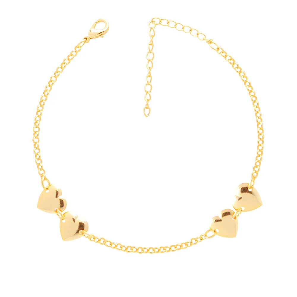 Pulseira Madrinha Coração Chapa Folheado a Ouro 18k - Imagem 2
