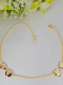 Pulseira Madrinha Coração Chapa Folheado a Ouro 18k