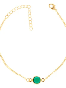 Pulseira Pedra Zircônia Verde Folheado A Ouro 18k