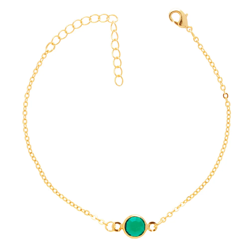 Pulseira Pedra Zircônia Verde Folheado A Ouro 18k