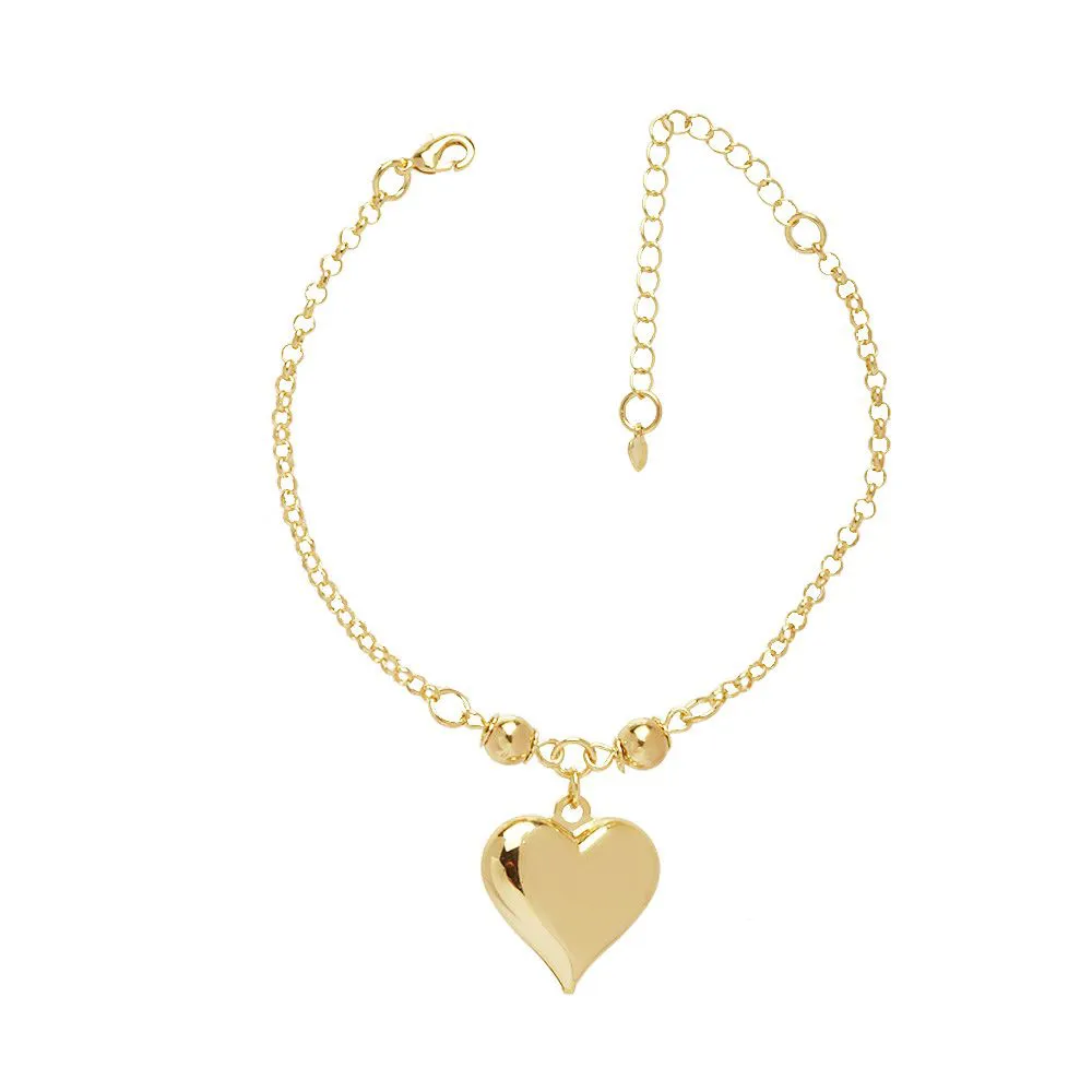 Pulseira Pingente Coração Lembrancinha Folheado a Ouro 18k - Imagem 5