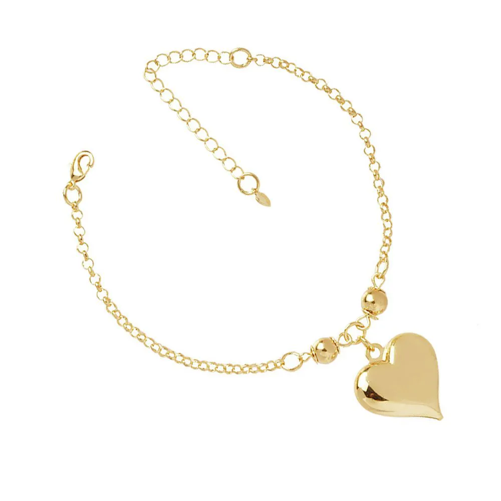Pulseira Pingente Coração Lembrancinha Folheado a Ouro 18k - Imagem 4