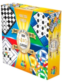 Jogo tab 4 em 1 - damas, trilha, ludo