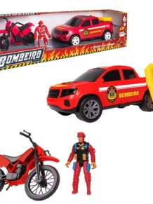 Pick up resgate bombeiro com boneco e moto (carro)