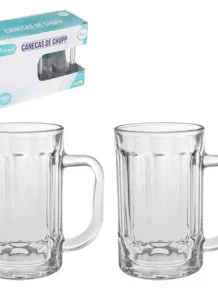 Caneca Vidro Shopp Munique 430ml ( Kit com 2 Canecas )