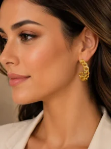 Brinco Argola Correntaria Elos Folheado A Ouro 18k