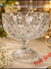 Centro de Mesa com Pé Diamond Cristal Deli 16cm x 18cm
