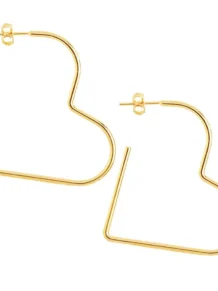 Brinco de Argola Coração Médio Folheado A Ouro 18k