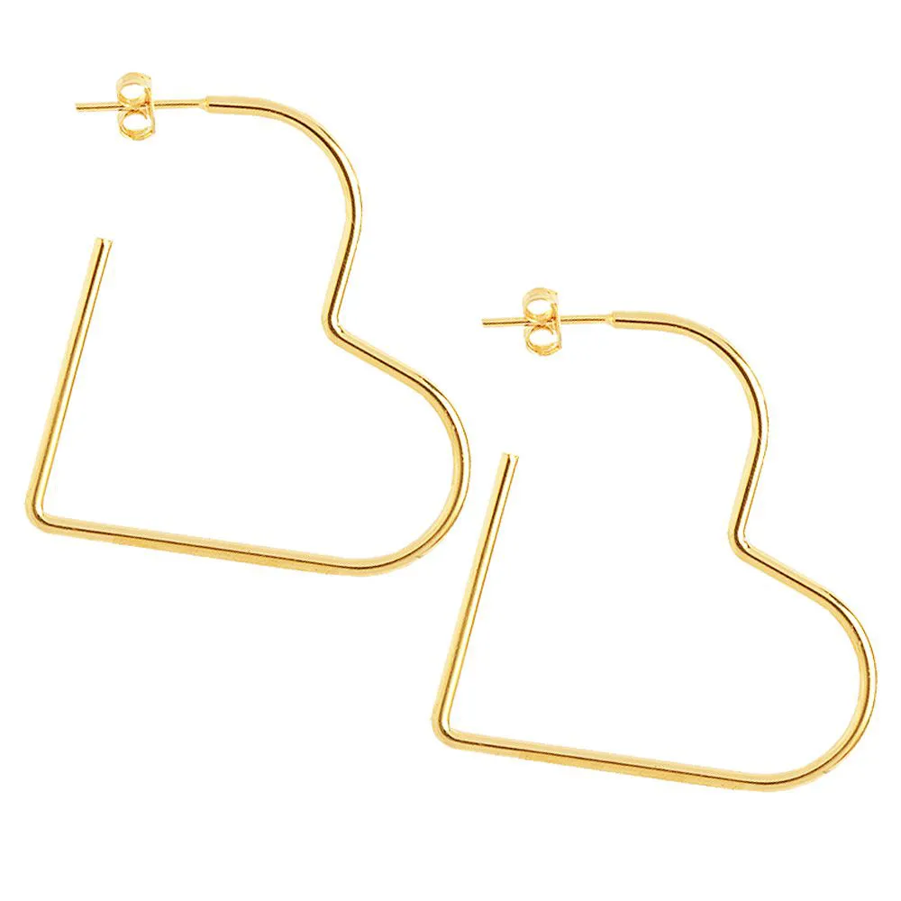 Brinco de Argola Coração Médio Folheado A Ouro 18k