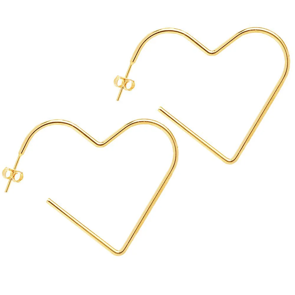 Brinco de Argola Coração Médio Folheado A Ouro 18k - Imagem 2