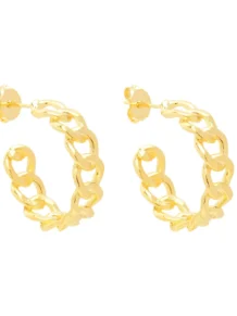 Brinco Argola Correntaria Elos Folheado A Ouro 18k