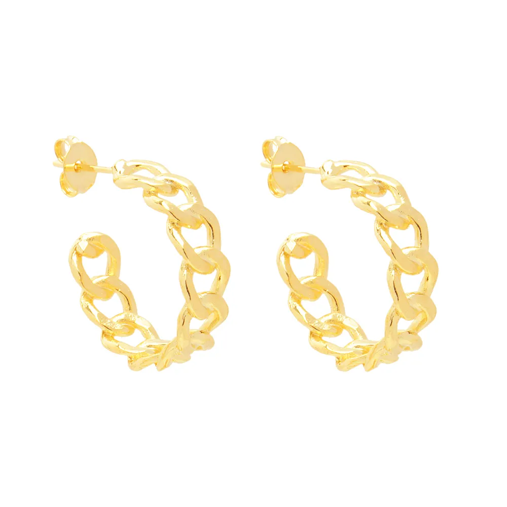 Brinco Argola Correntaria Elos Folheado A Ouro 18k