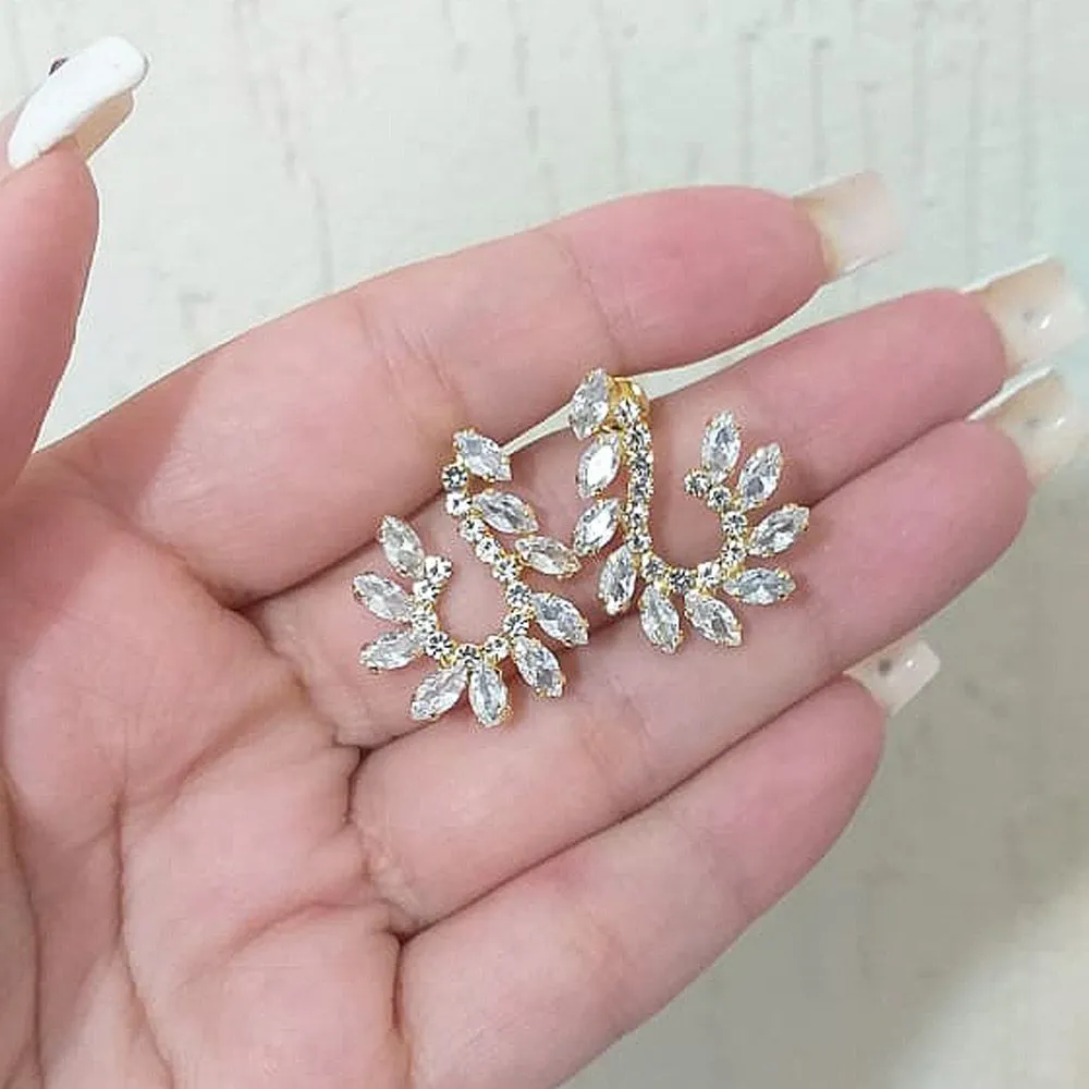 Brinco Pedra Strass Transparente Folheado A Ouro 18k - Imagem 2