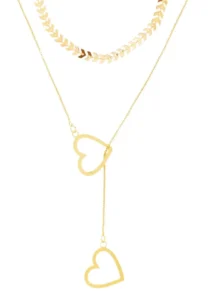 Conjunto Choker Folha E Colar Gravatinha Folheado A Ouro 18k