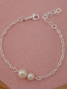 Pulseira Detalhe Pérolas Folheada Prata 1000