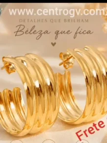 Brinco Argola M Folheada Dourada em Flash Ouro 18k