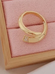 Anel Regulável Detalhe Zircônia Folheado (Alta fusão) Dourada em flash ouro 18k