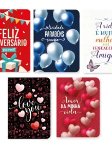 Cartão Aniversário, Amor e Amizade 10,5 x 15 cm com envelope