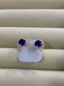 Brinco Ponto de Luz Zirconia Azul Marinho Folheado a Ouro 18k