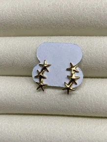 Brinco Três Estrelas Folheado a Ouro 18k