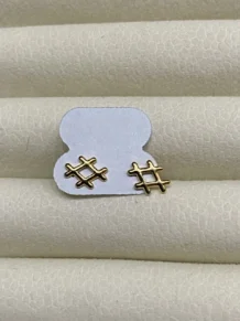 Brinco Xadrez Folheado a Ouro 18k