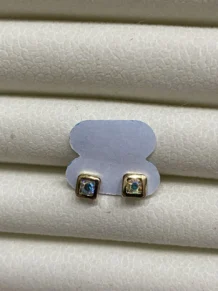 Brinco Quadrado com Zirconia Cristal  Folheado a Ouro 18k