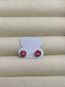 Brinco Ponto de Luz Zirconia Pink Folheado a Ouro 18k