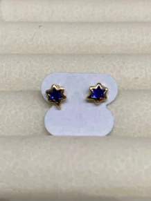 Brinco Estrela Zirconia Azul Folheado a Ouro 18k