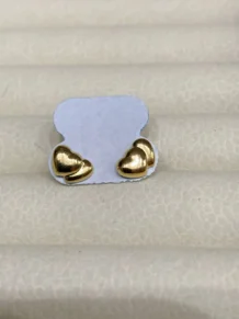 Brinco Corações Duplo Folheado a Ouro 18k