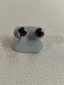 Brinco Coração Zirconia Lilas Folheado a Ouro 18k